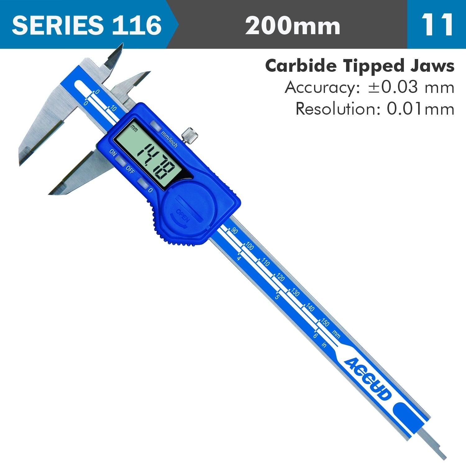 Dig. Caliper 200 Mm 0.03 Mm Acc. Tct Jaws S/Steel 0.01 Mm Res. - Livestainable.co.za