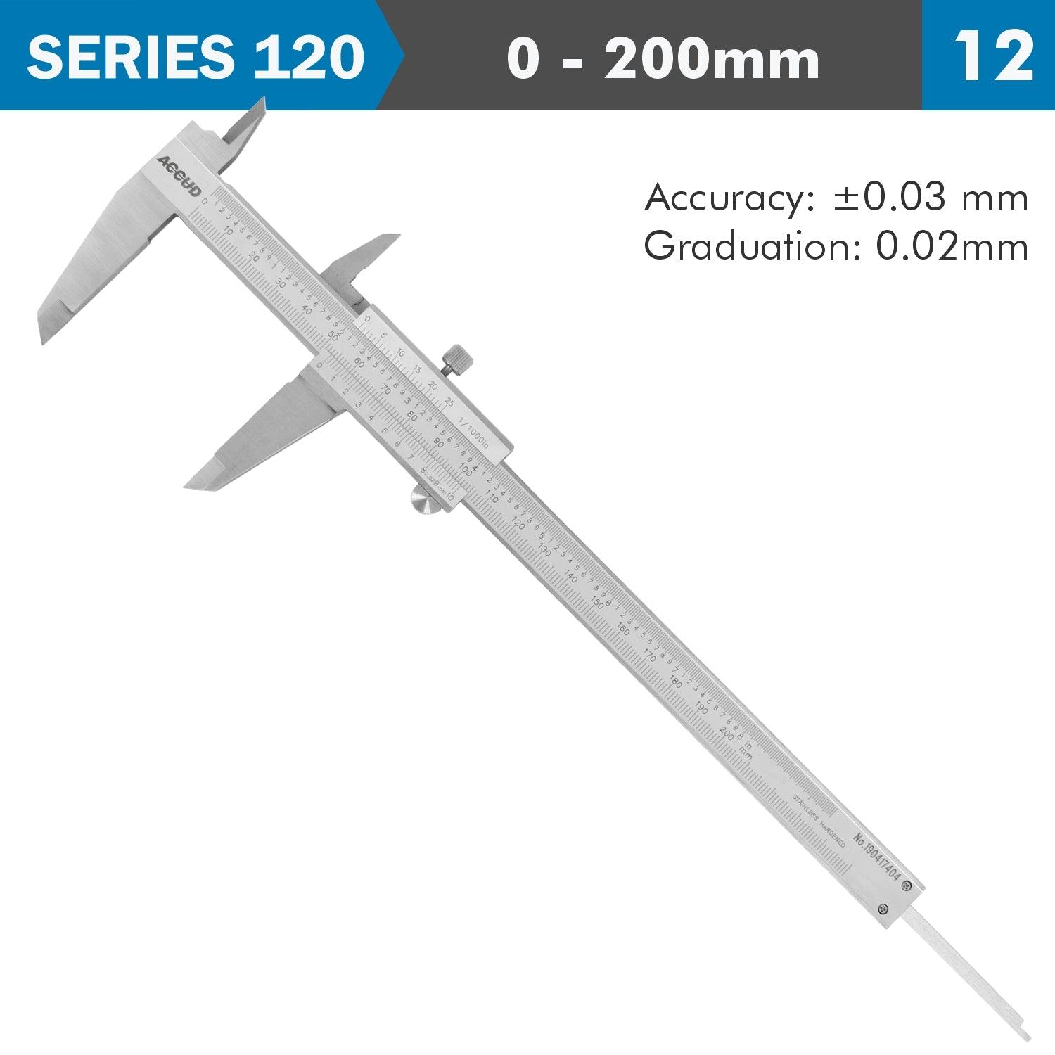 Vernier Caliper 200 Mm 0.03 Mm Acc. Din862 0.02 Mm Grad. S/Steel - Livestainable.co.za