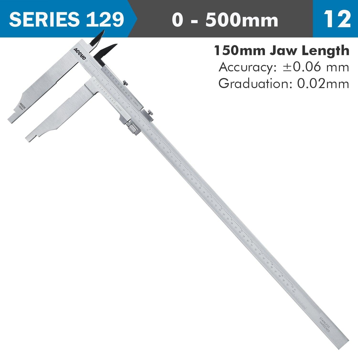 Vernier Caliper 500 Mm 0.06 Mm Acc. 150 Mm 0.02 Mm Grad S/Steel - Livestainable.co.za