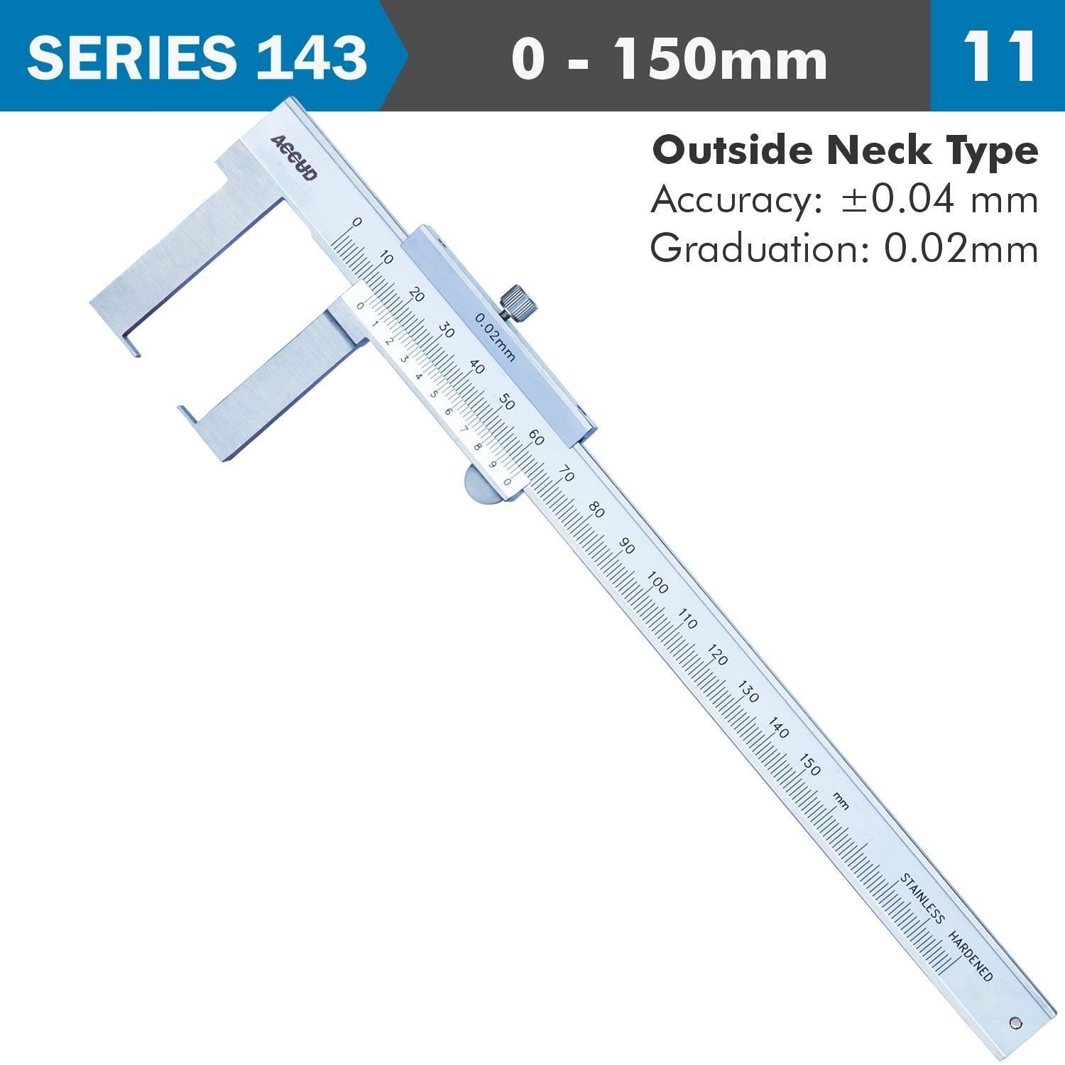 Vernier Caliper 150 Mm 0.04 Mm Acc. Outside Neck 0.02 Mm Grad. S/Steel - Livestainable.co.za