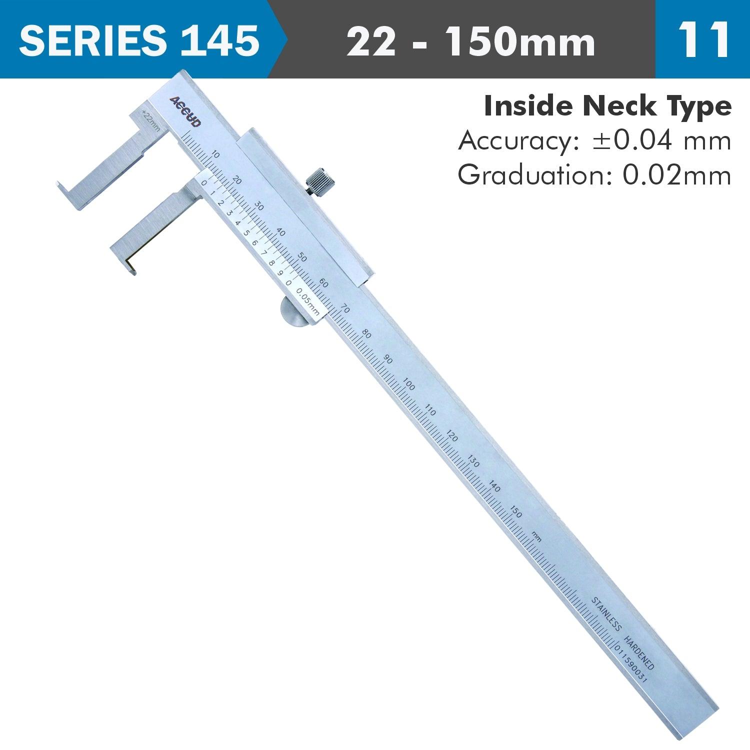 Vernier Caliper 22 150 Mm 0.04 Mm Acc. 0.02 Mm Grad. Inside Neck S/Steel - Livestainable.co.za