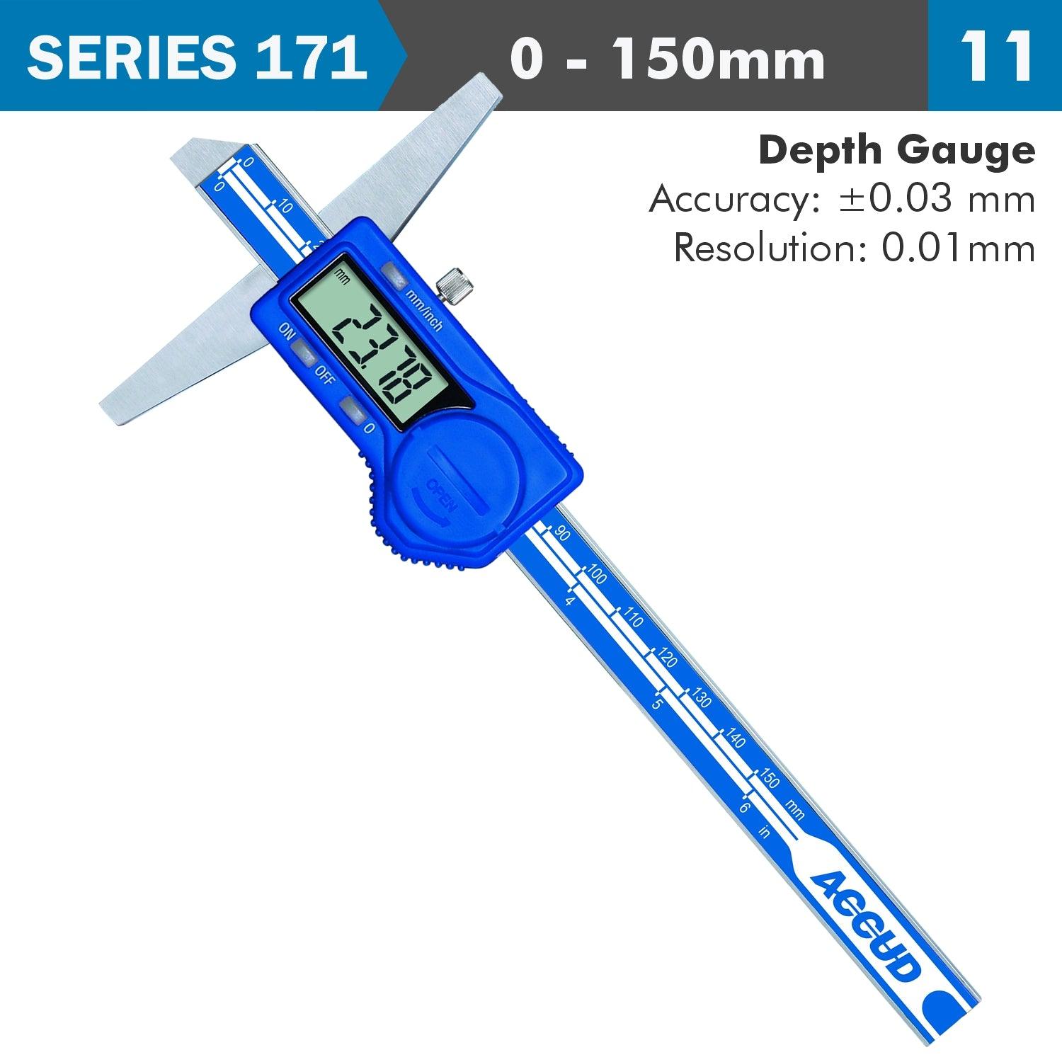 Digital Depth Gauge 150 Mm 0.03 Mm Acc. 0.01 Mm Res. S/Steel - Livestainable.co.za