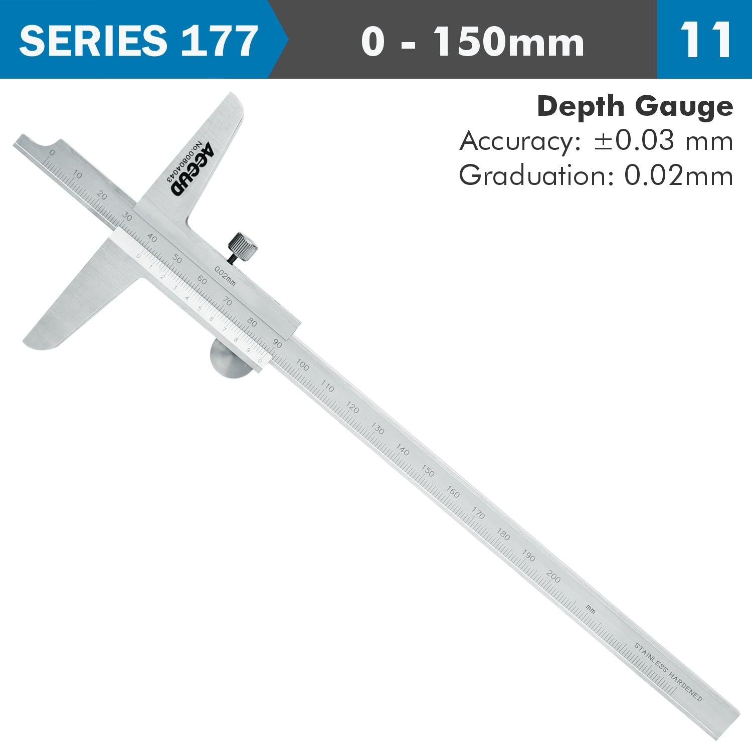 Vernier Depth Caliper 150 Mm 0.03 Mm Acc. 0.02 Mm Grad. S/Steel - Livestainable.co.za