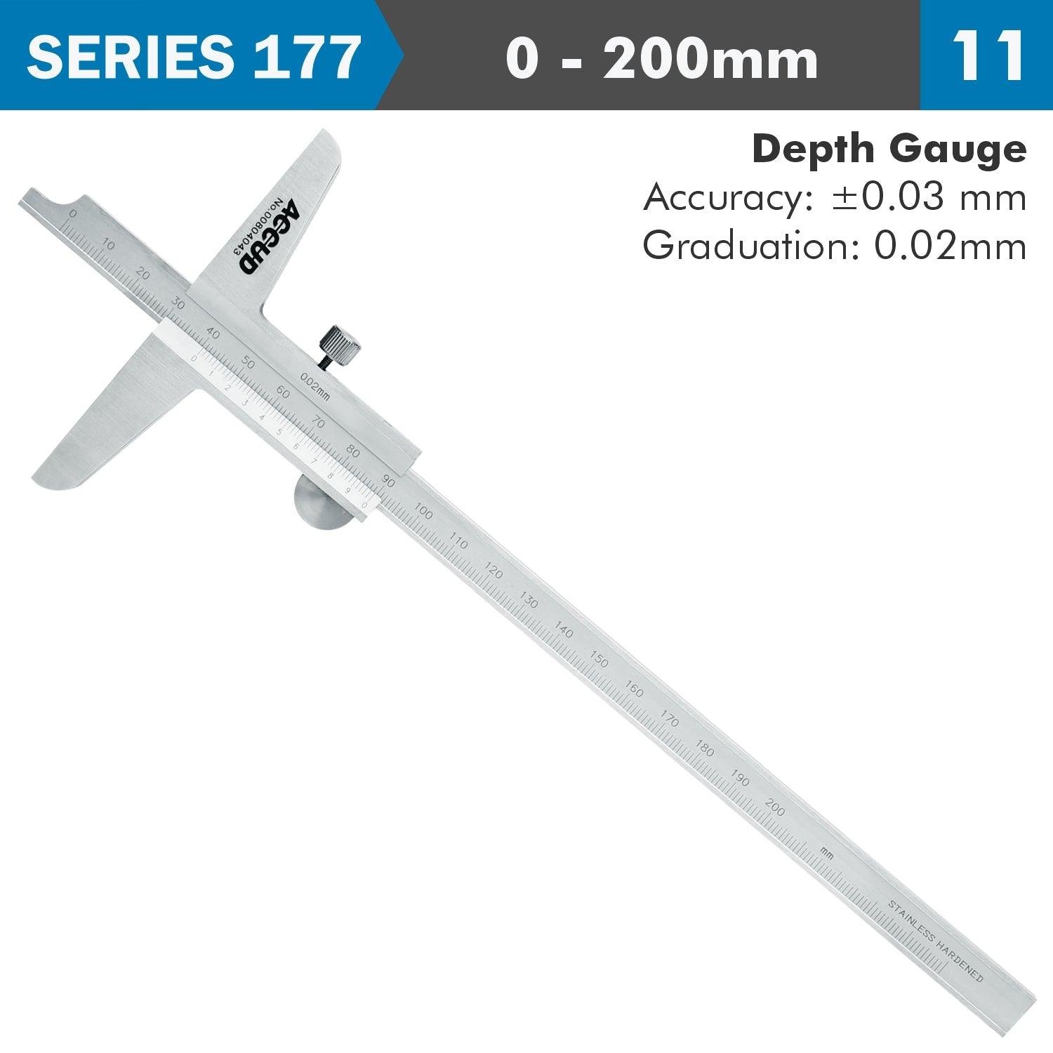 Vernier Depth Caliper 200 Mm 0.03 Mm Acc. 0.02 Mm Grad. S/Steel - Livestainable.co.za