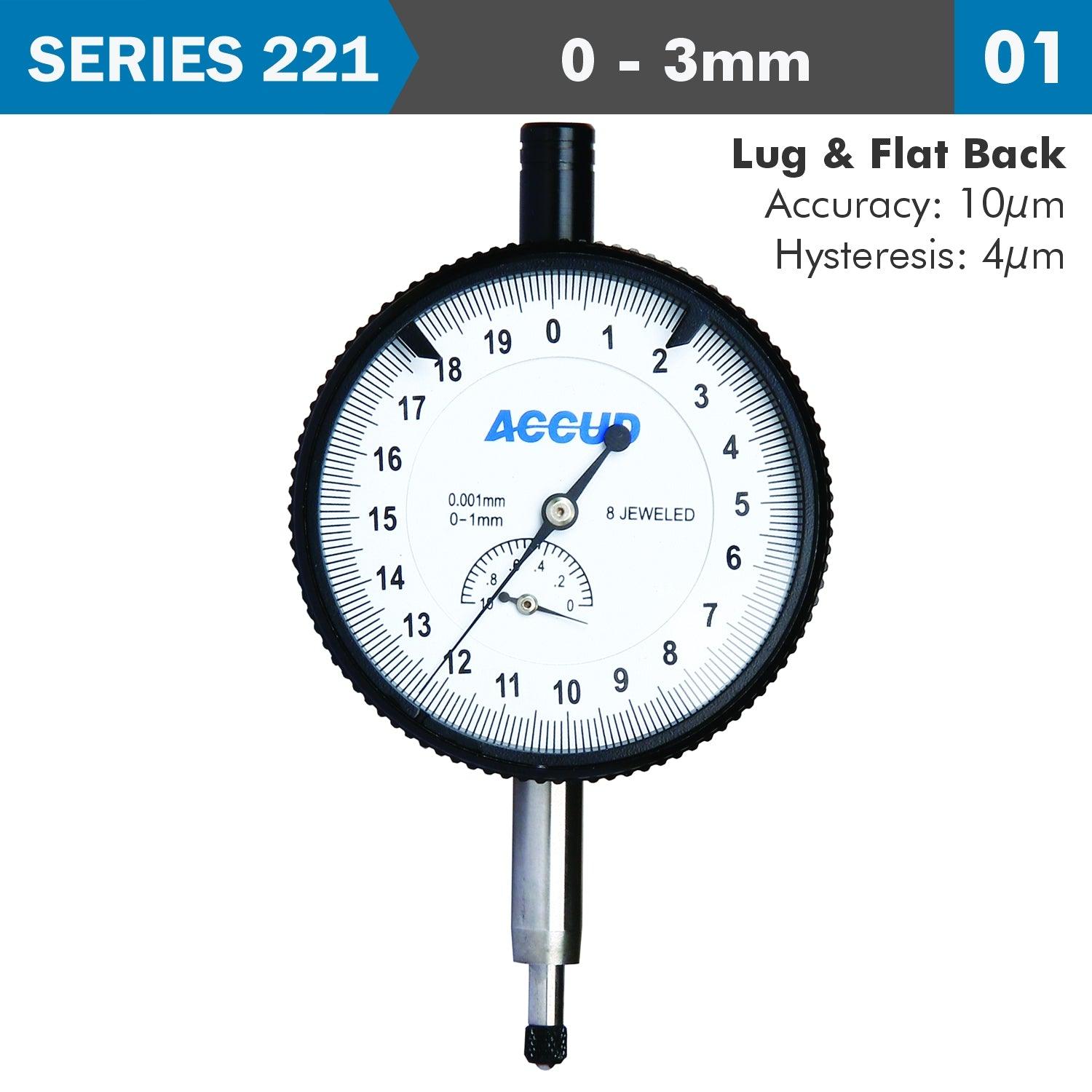 Dial Indicator 3 Mm 0.001 Mm Grad. Lug&Flat Back - Livestainable.co.za