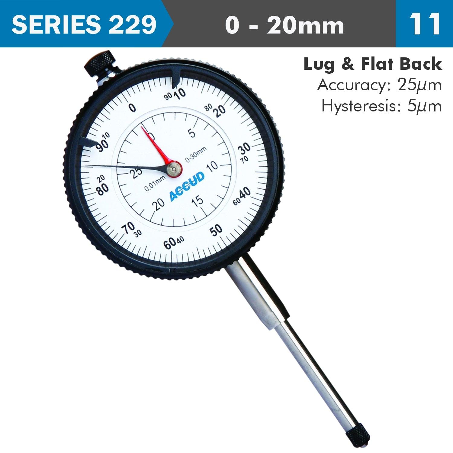 Dial Indicator 20 Mm 0.01 Mm Grad. Lug&Flat Back - Livestainable.co.za