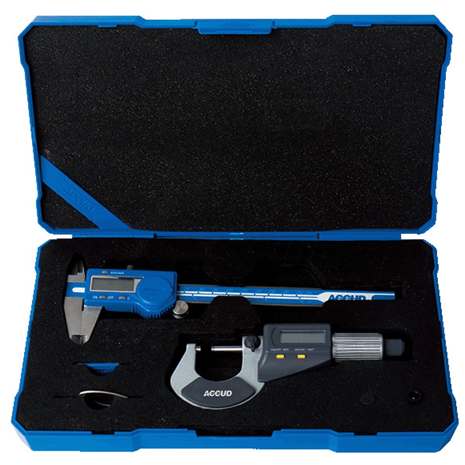 Accud 2 Piece Measuring Tools Set Dig. Caliper 0 150 Mm & Dig. Outside Microm