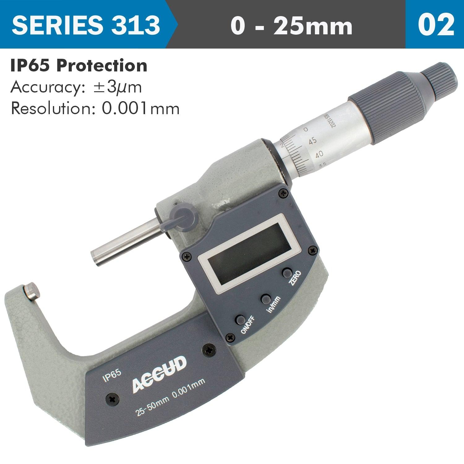 Dig. Outside Micrometer 25 Mm 0.003 Mm Acc Ip65. 0.001 Mm Res. - Livestainable.co.za