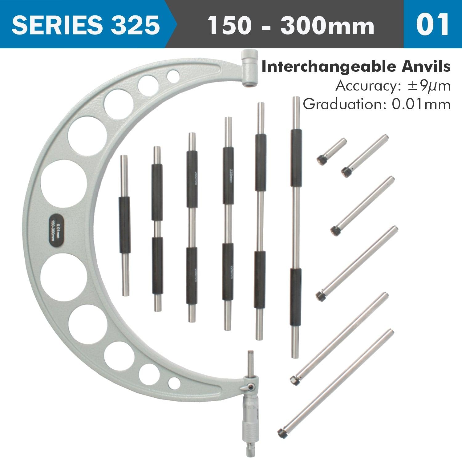 Outside Micrometer 150 300 Mm 0.004 Mm Acc. 0.01 Mm Grad. With Interch. A - Livestainable.co.za