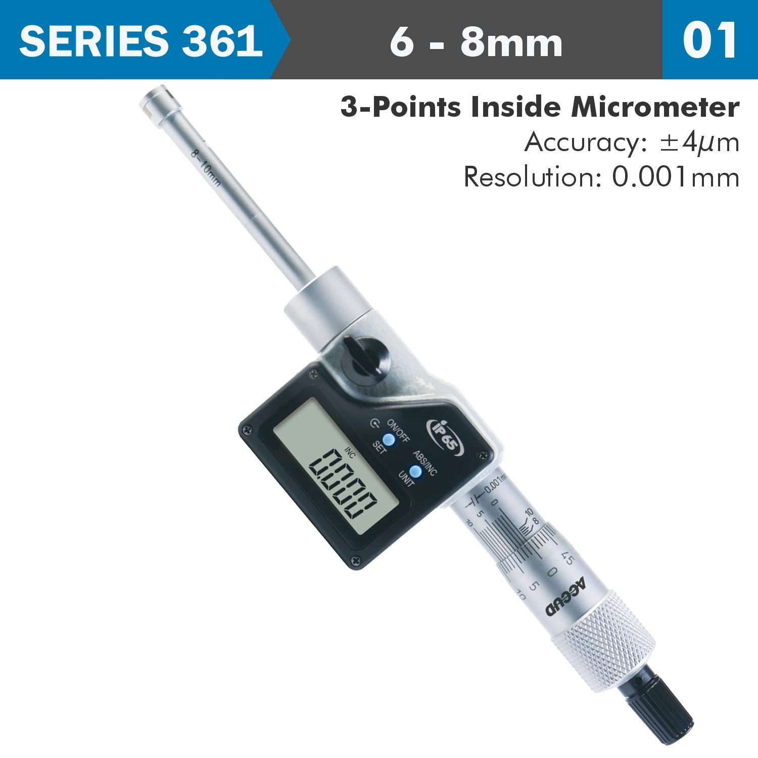 Dig. 3 Points Inside Micrometer 6 8 Mm 0.004 Mm Acc. 0.001 Mm Res. - Livestainable.co.za