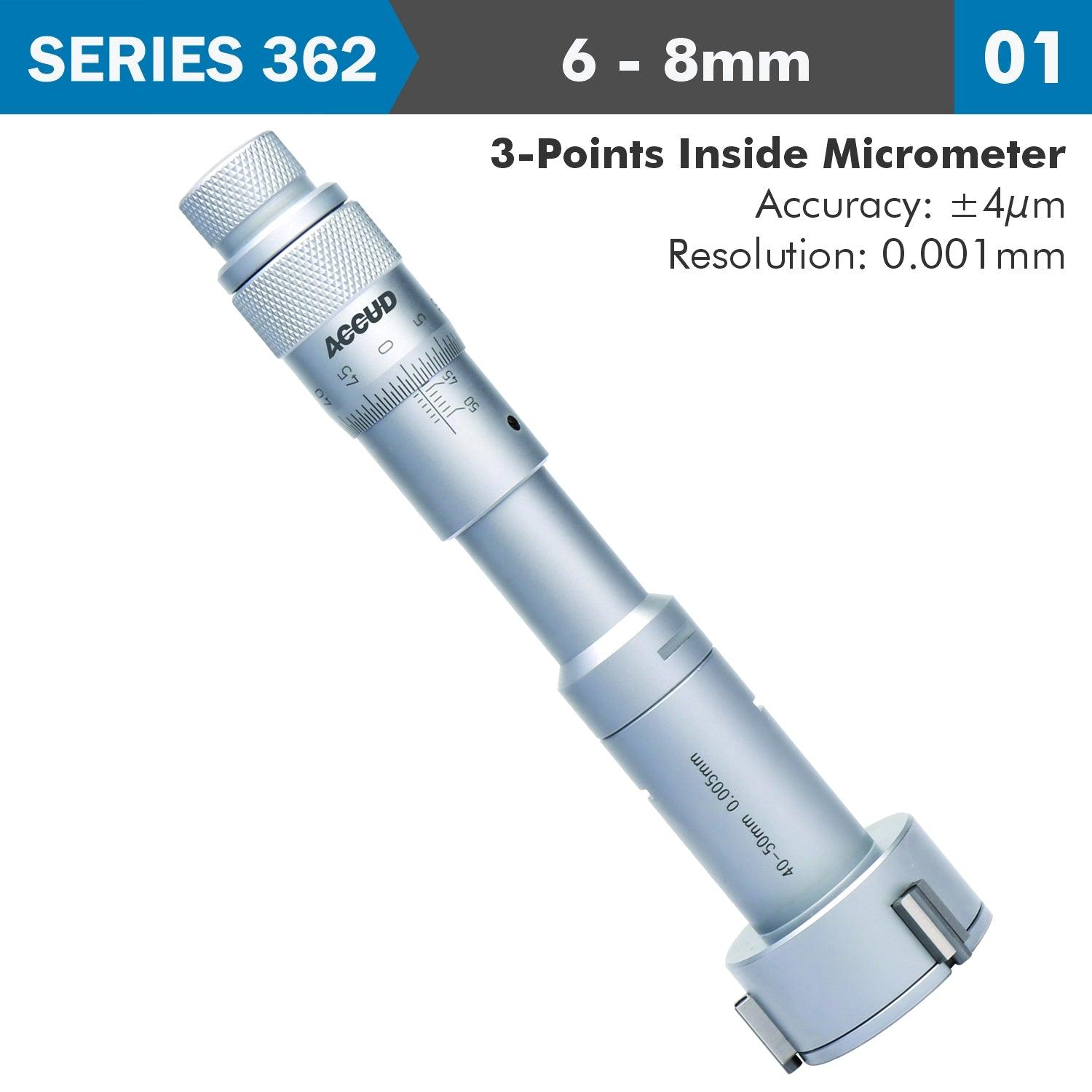 3 Points Inside Micrometer 6 8 Mm 0.004 Mm Acc. 0.001 Mm Grad. - Livestainable.co.za