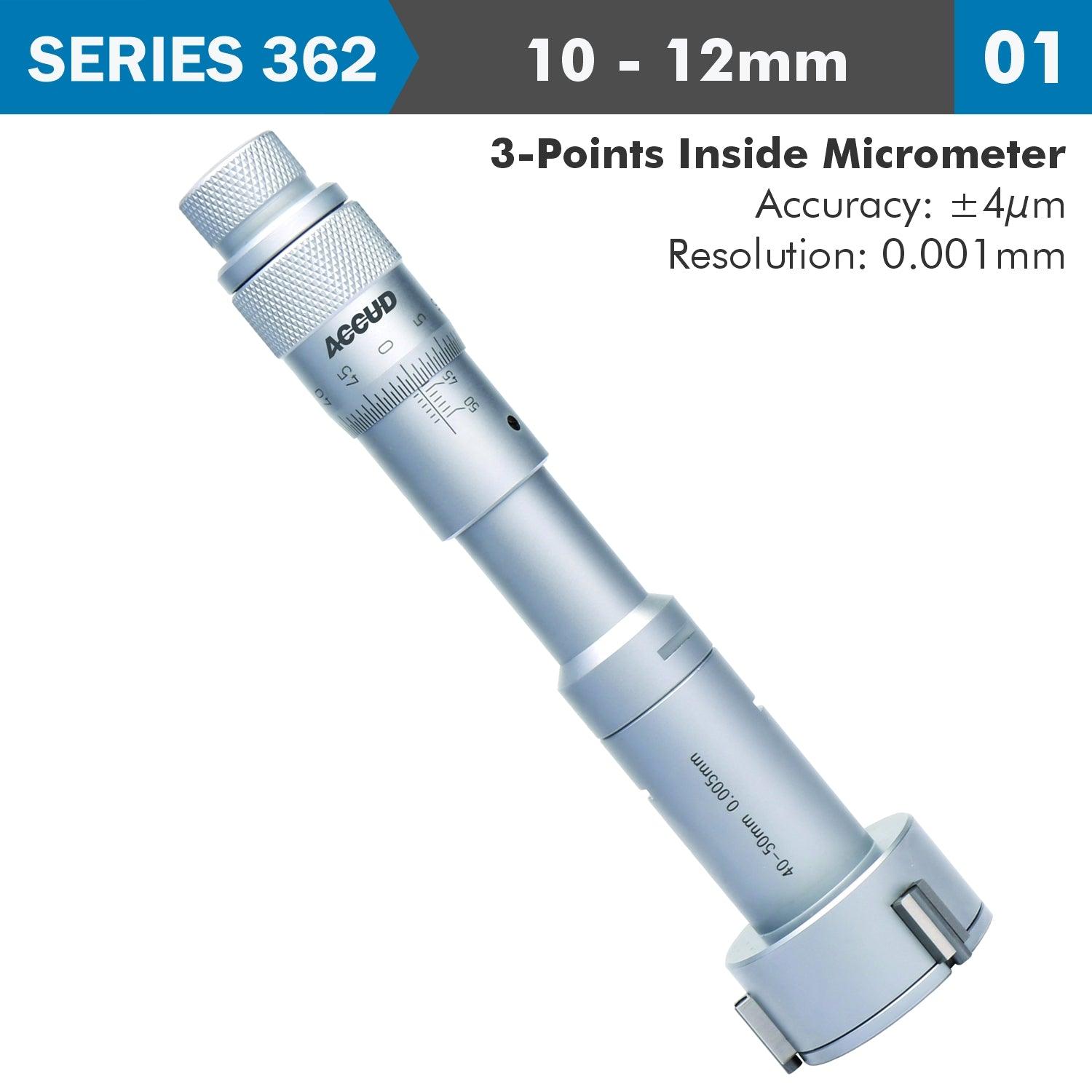 3 Points Inside Micrometer 10 12 Mm 0.004 Mm Acc. 0.001 Mm Grad. - Livestainable.co.za