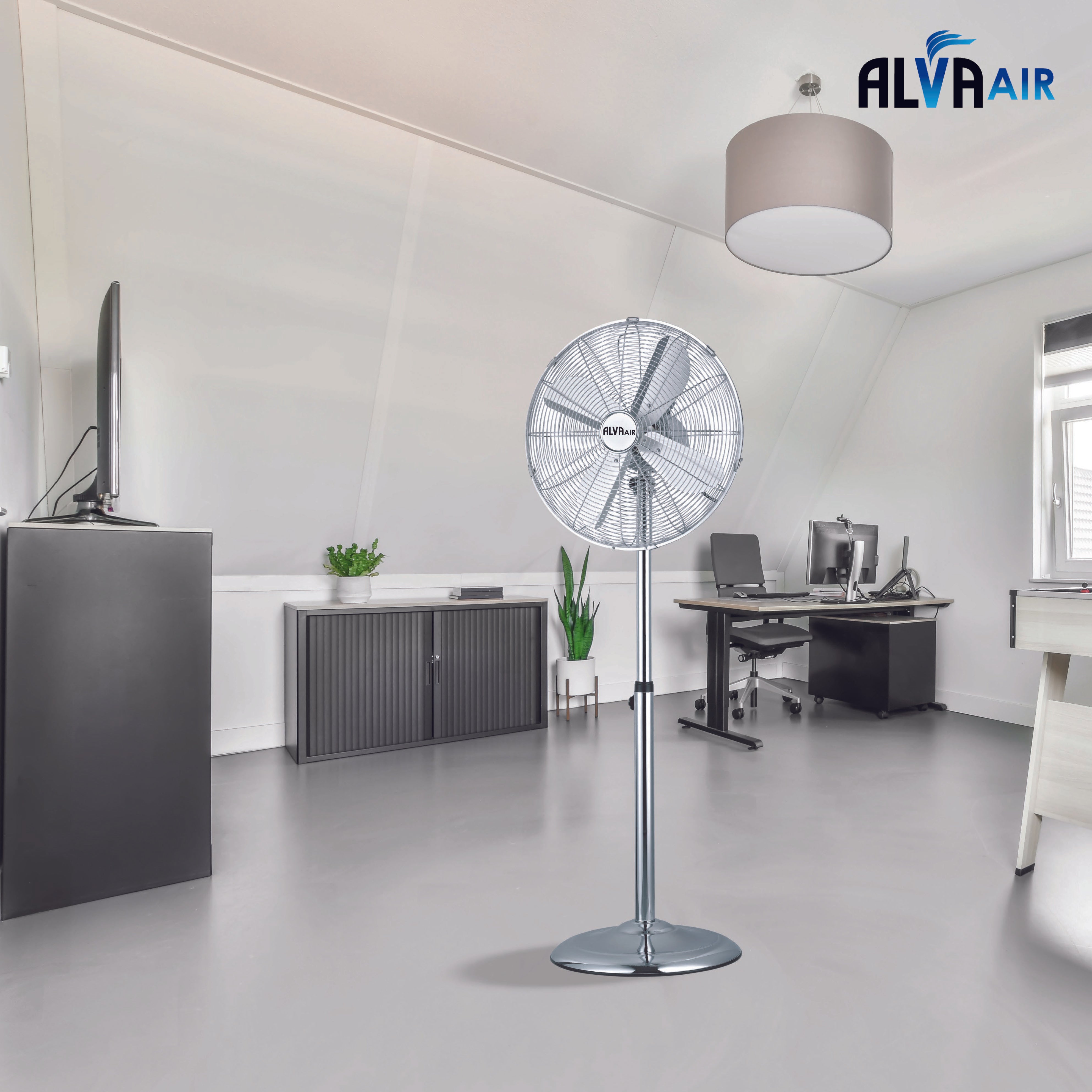 40cm Chrome Telescopic Pedestal Fan 1.2 M Tall (Silver)