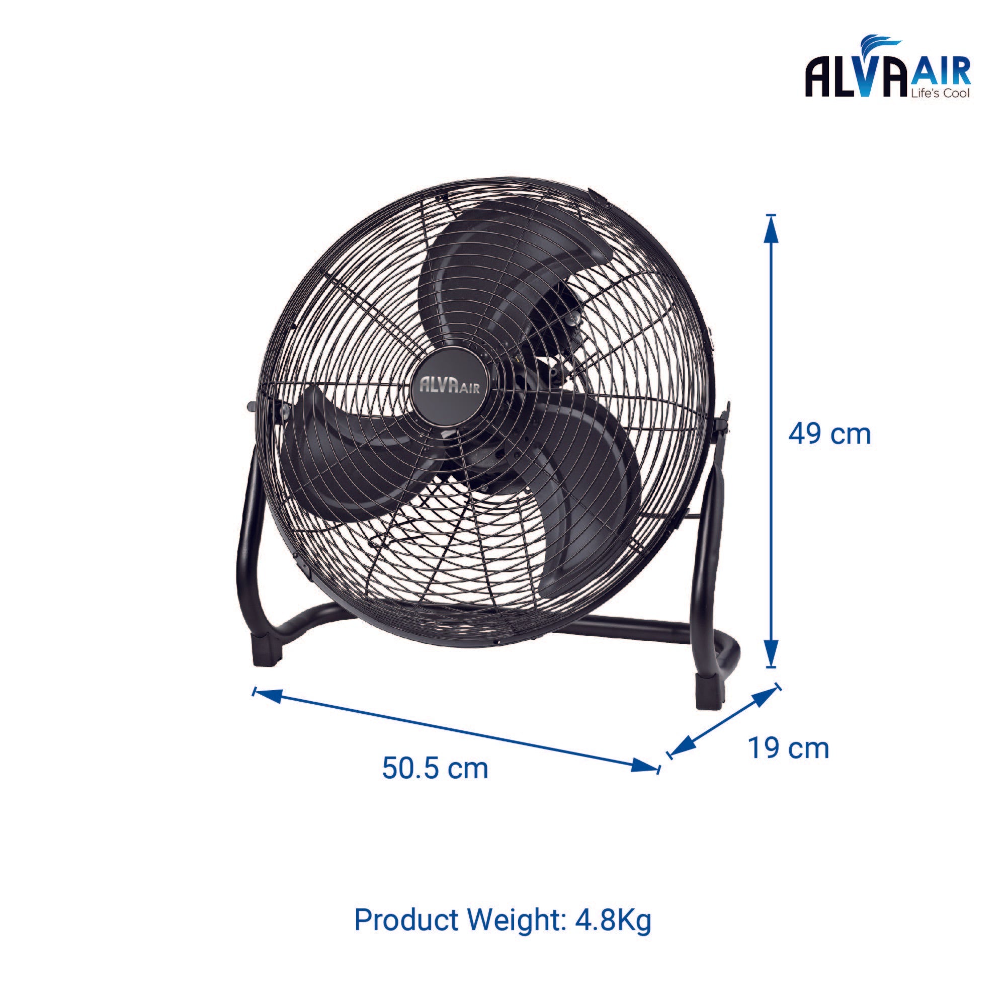40cm Floor Fan High Velocity (Matte Black)