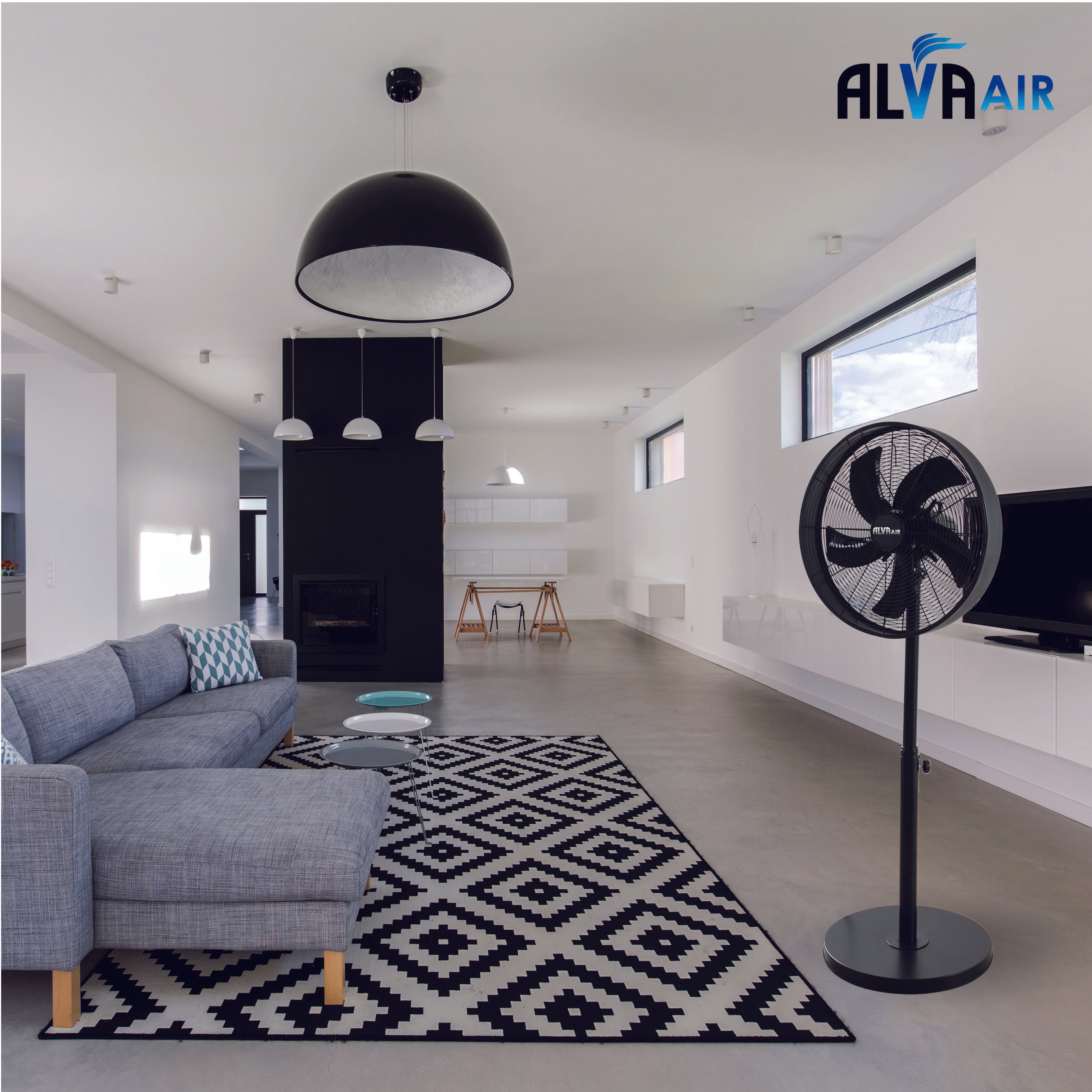 40cm Drum Telescopic Pedestal Fan (Matte Black)