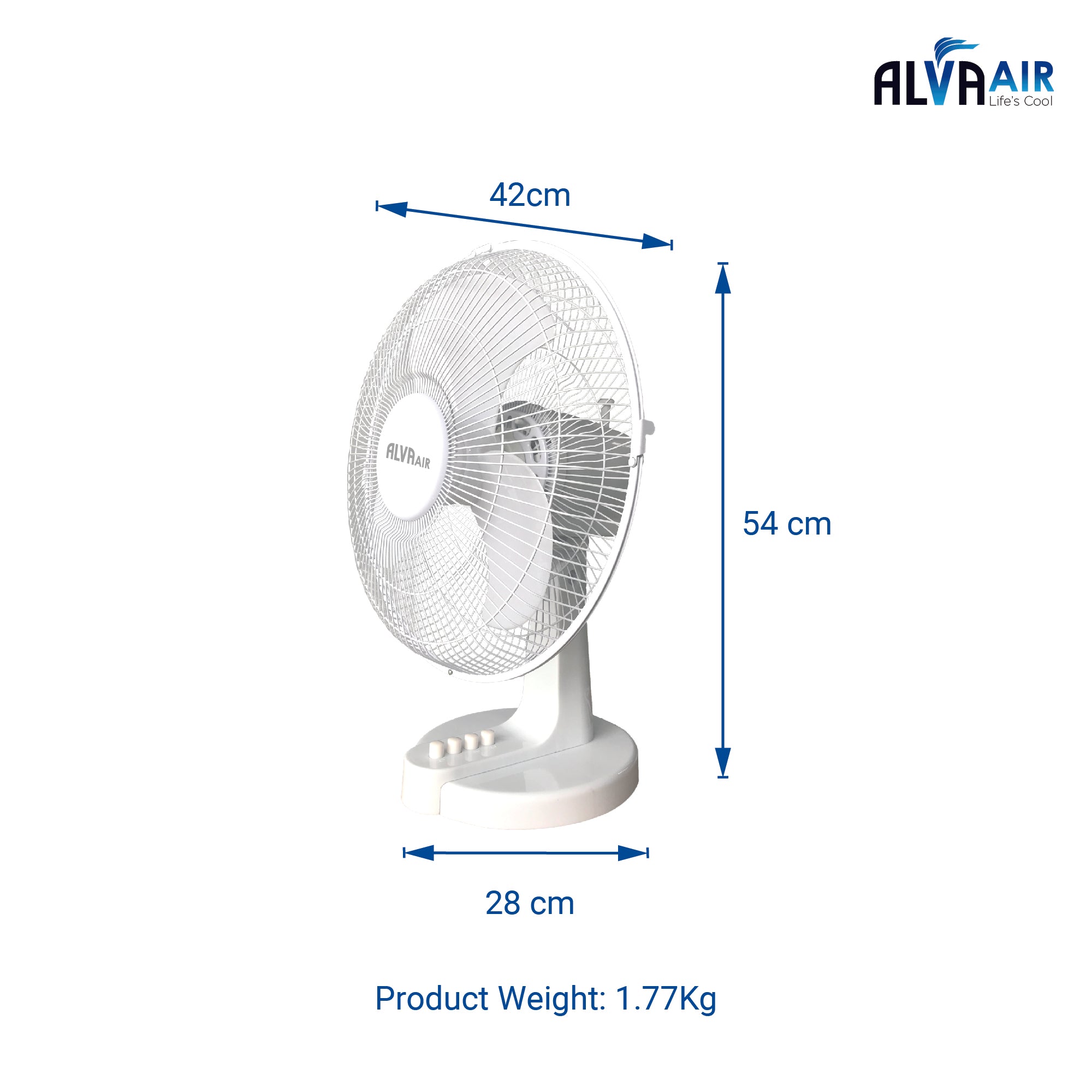 40cm Plastic Desk Fan (White)