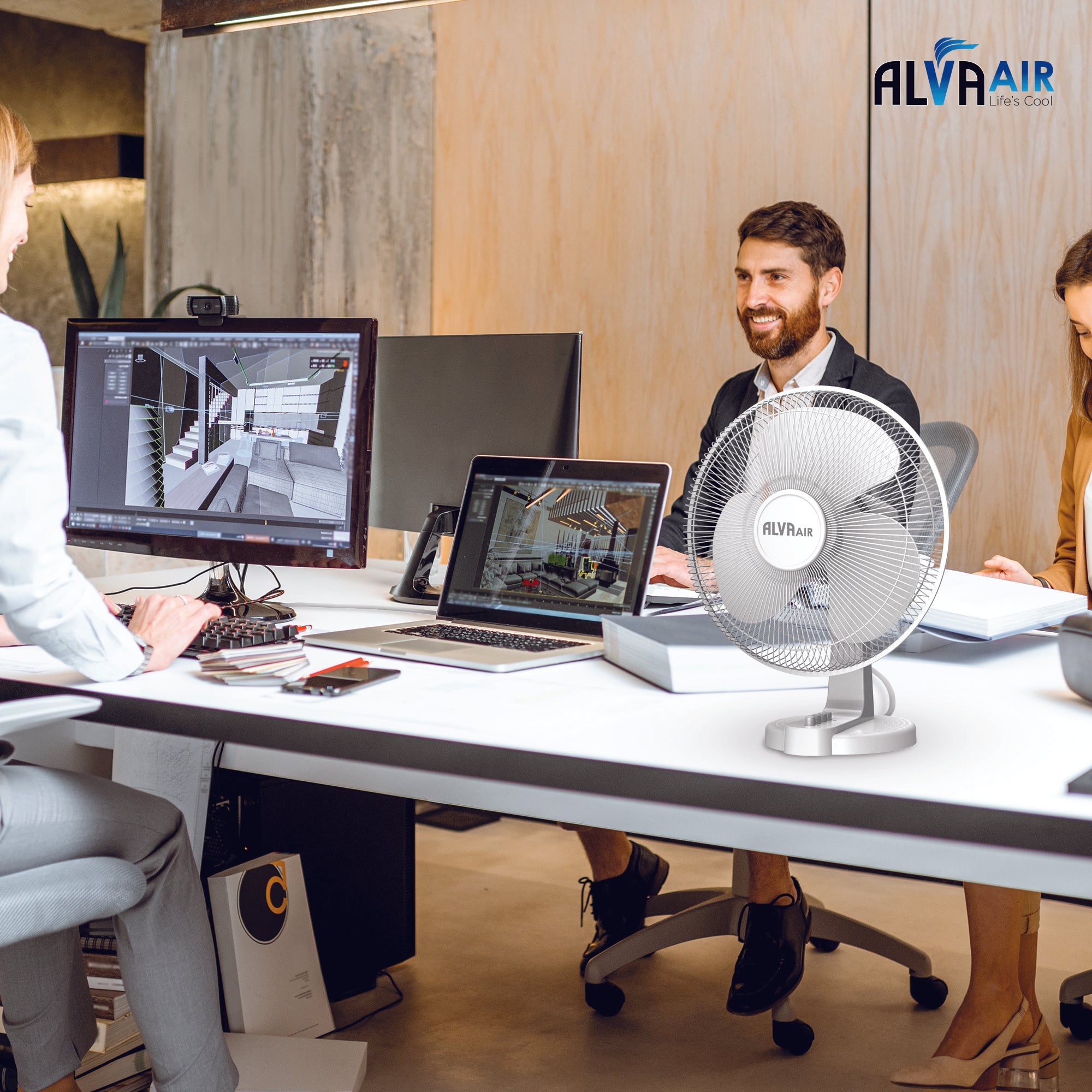 40cm Plastic Desk Fan (White)