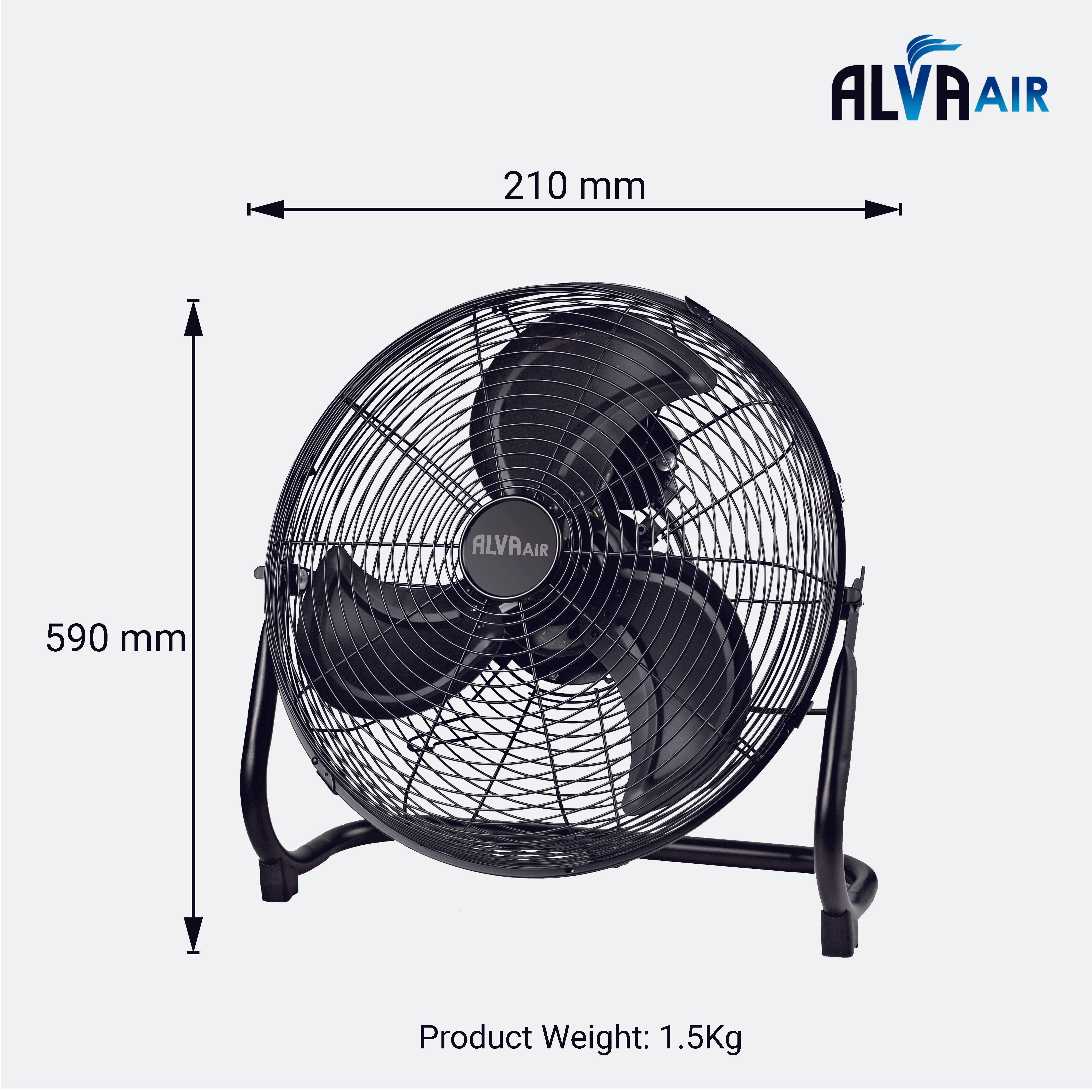 50cm Floor Fan High Velocity (Matt Black)