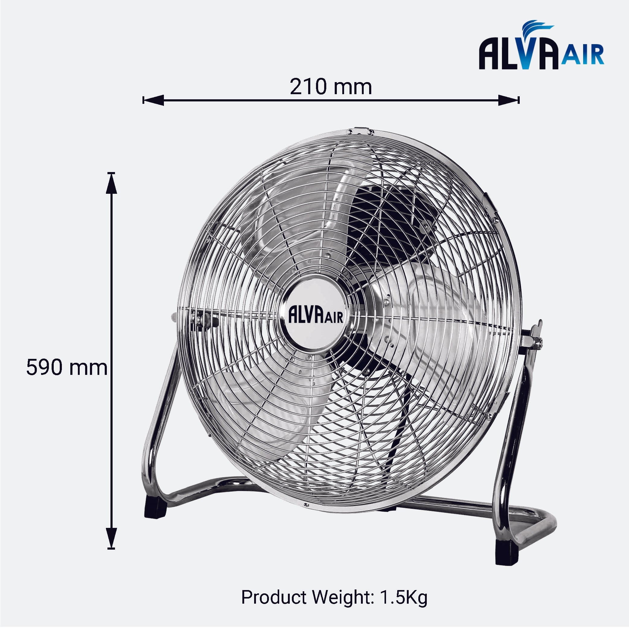 50cm Floor Fan High Velocity (Chrome)