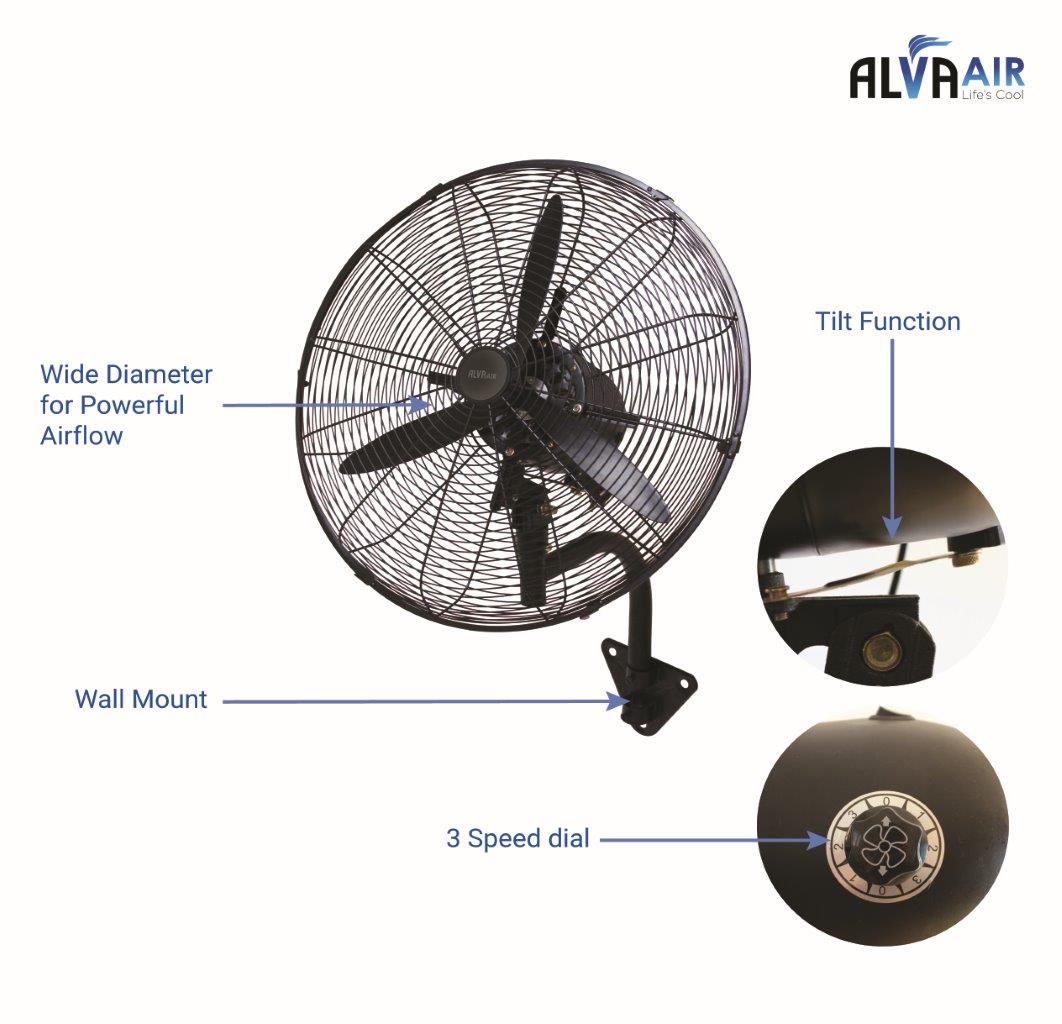 50cm Industrial Wall Fan High Velocity (Matt Black)