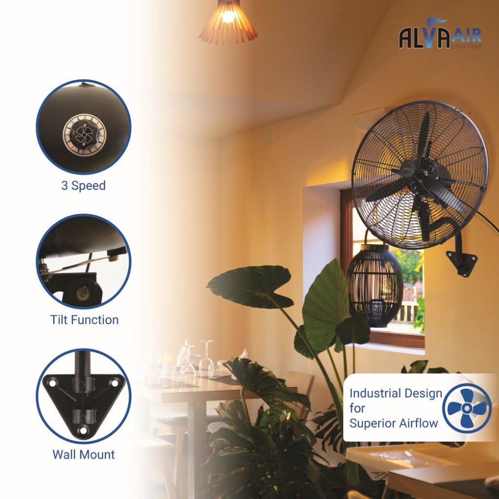 50cm Industrial Wall Fan High Velocity (Matt Black)