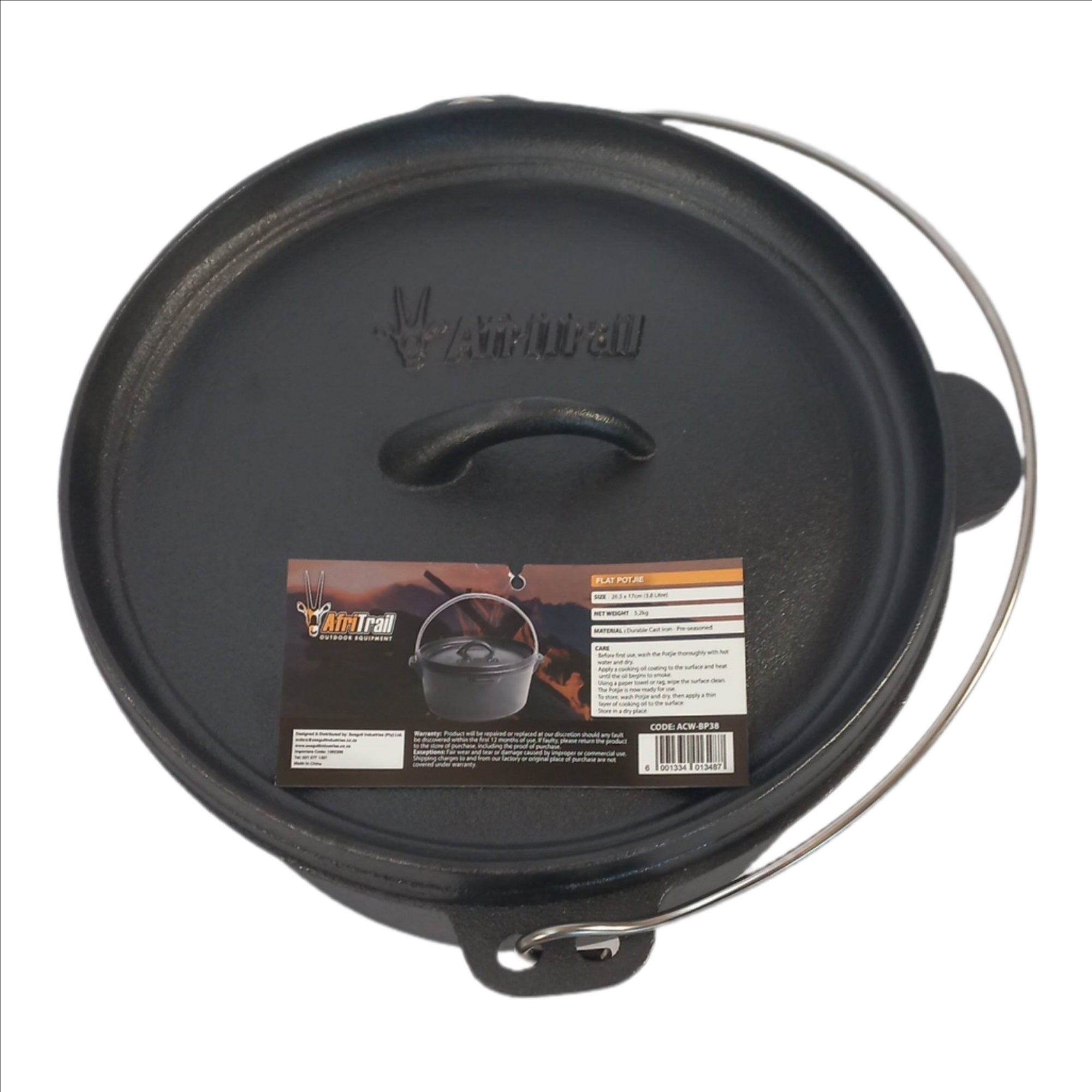 Afritrail Flat Potjie Pot 3.8 Lt