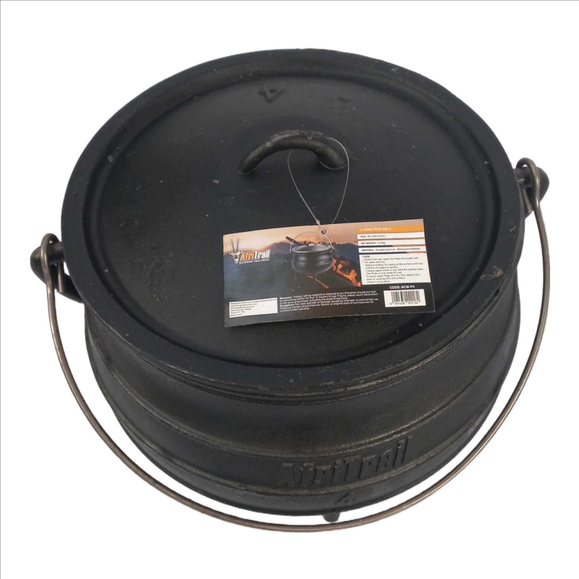 Afri Trail Potjie No.4 Cast Iron Pot - Livestainable.co.za