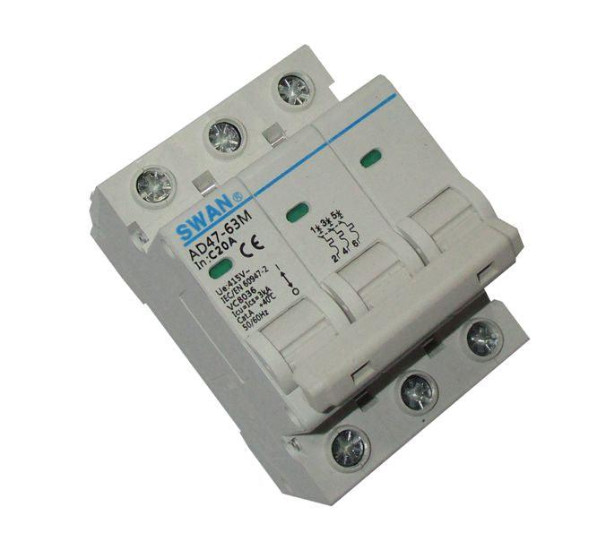 Circuit Breaker Din Rail Mount 6 A 3 P 3 Ka C Curve Cb Ad47 3306 - Livestainable.co.za