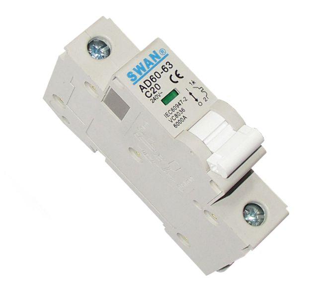 Circuit Breaker Din 20 A 1 P 6 Ka C Curve Cb Ad60 6120 - Livestainable.co.za