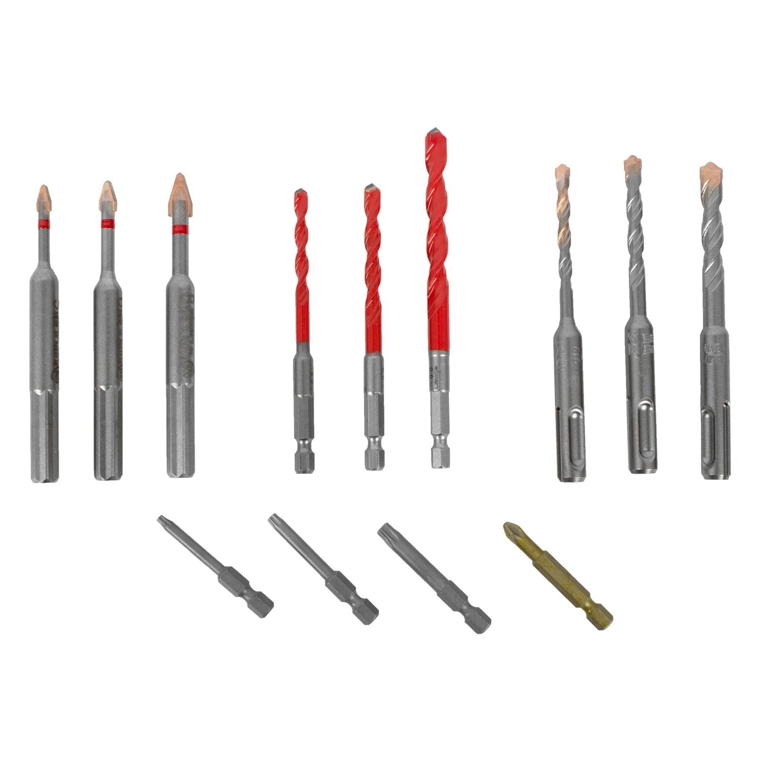 Drill Screwset Kit 13 13 Pcs C Prot,Multi 6 Kant,Sds Plus F4 ,4 Bits - Livestainable.co.za