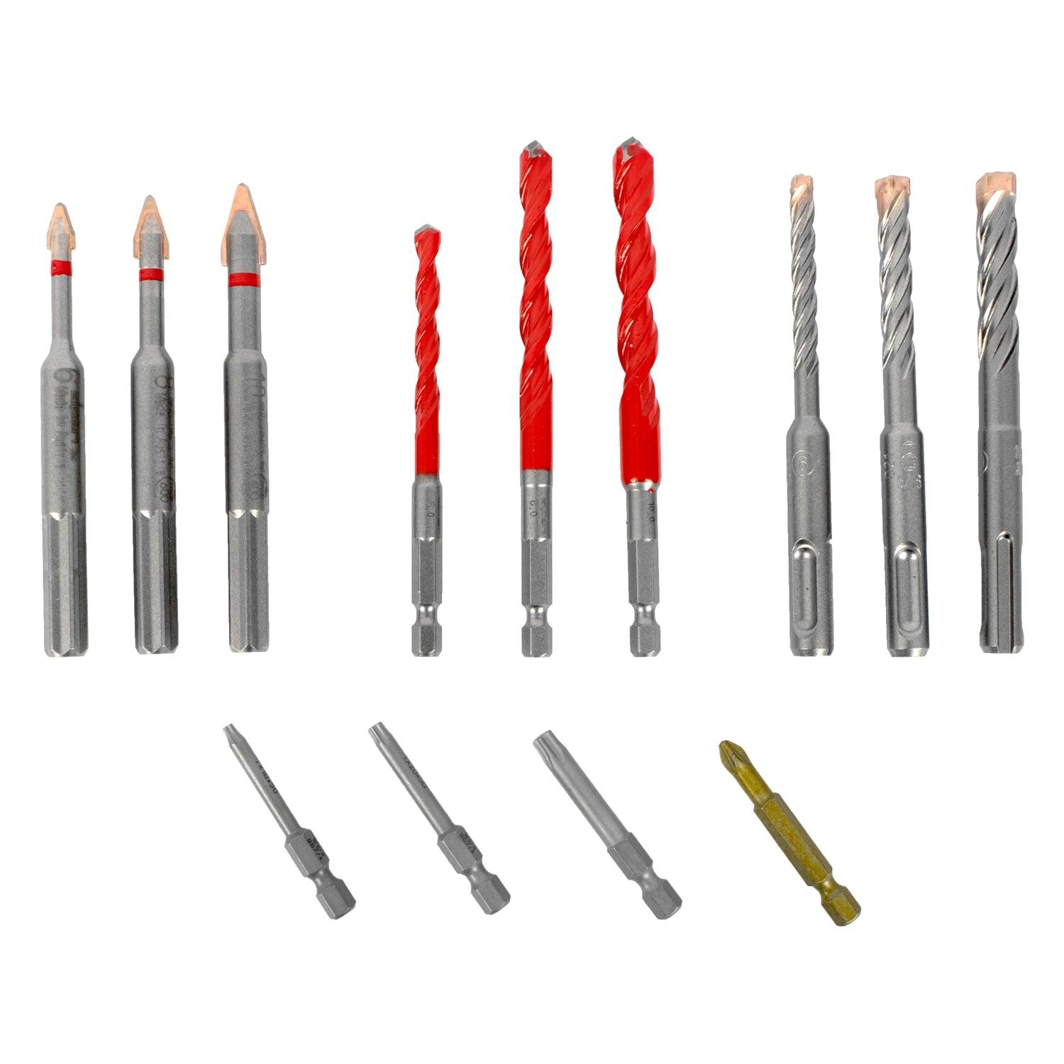 Drill Screwset Kit 13 13 Pcs C Prot,Multi 6 Kant,Sds Plus Force X4 Bit - Livestainable.co.za