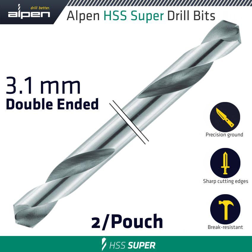 Hss Super Drill Bit Double Ended 3.1 Mm 2/Pouch - Livestainable.co.za