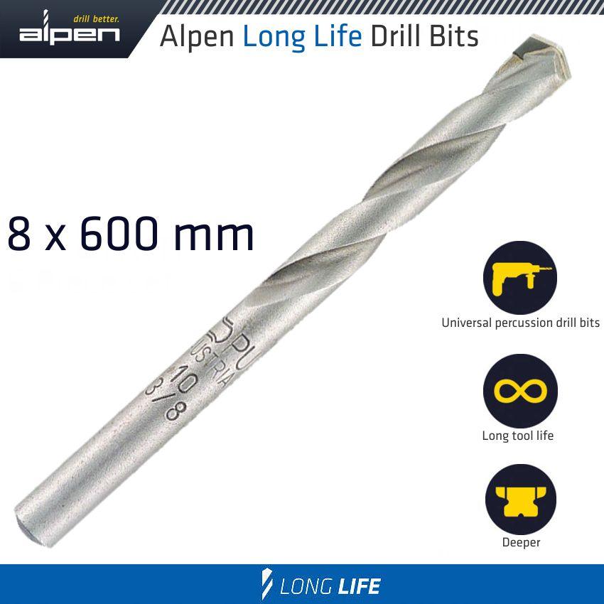 Masonry Drill Bit Long Life 8 X 600 Mm Pouch - Livestainable.co.za