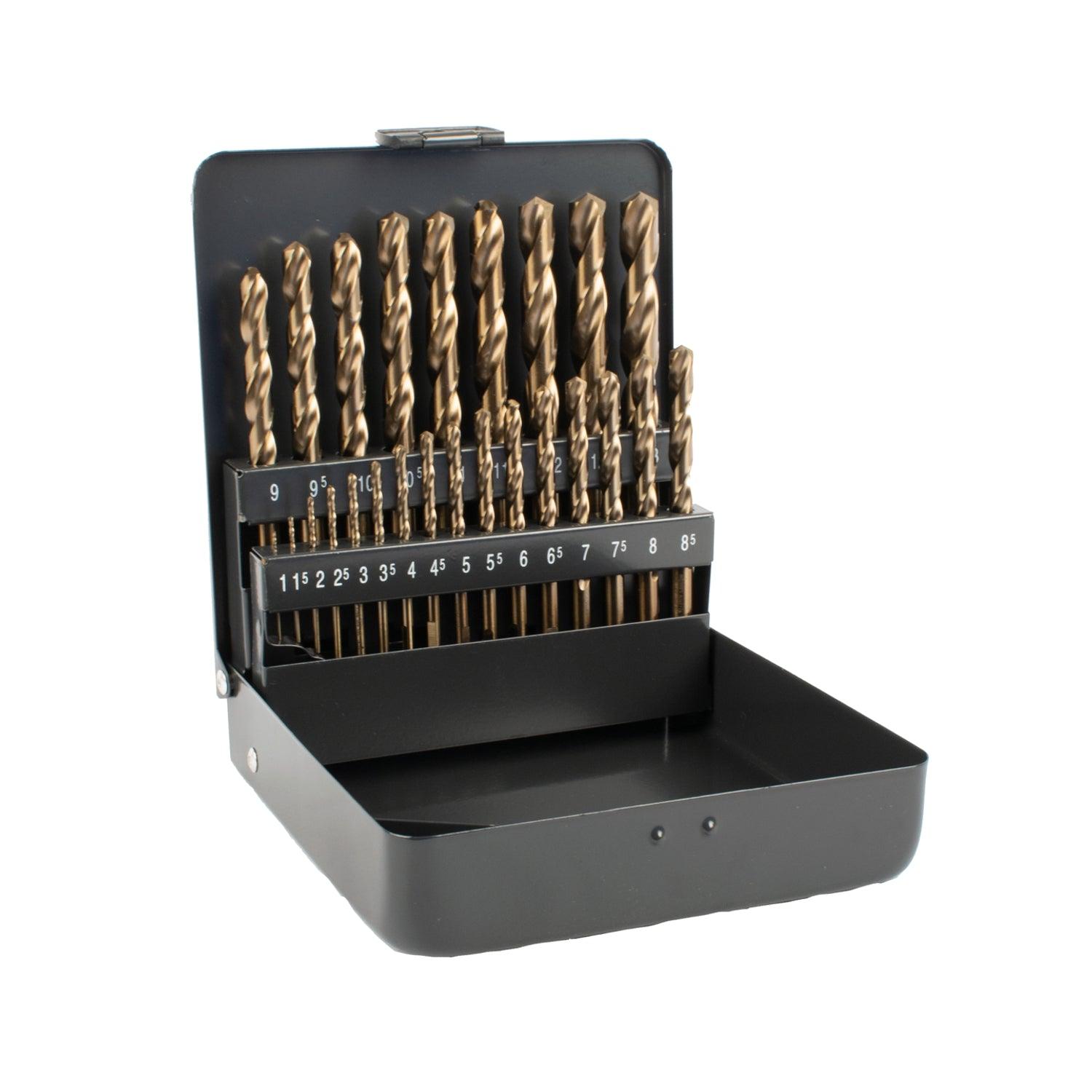 Hss Cobalt Drill Bit Set 25 Piece 1 13 Mm X 0.5 3 Sided In Metal Case - Livestainable.co.za