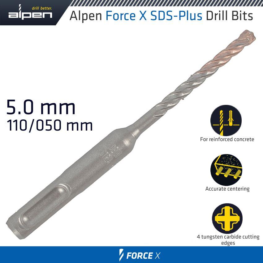 Force X 5.0 X 110/050 Sds Plus Drill Bit X4 Cutting Edges Bulk - Livestainable.co.za