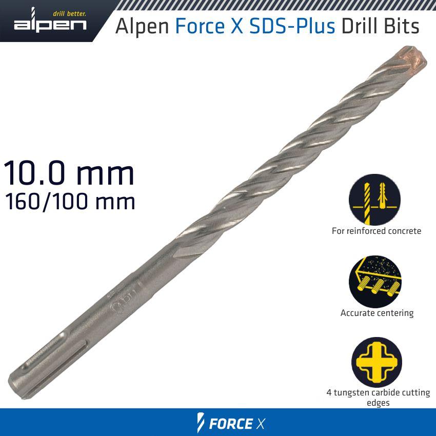 Force X 10.0 X160/100 Sds Plus Drill Bit X4 Cutting Edges Bulk - Livestainable.co.za