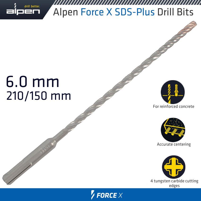 Force X 6.0 X 210/150 Sds Plus Drill Bit X4 Cutting Edges Bulk - Livestainable.co.za