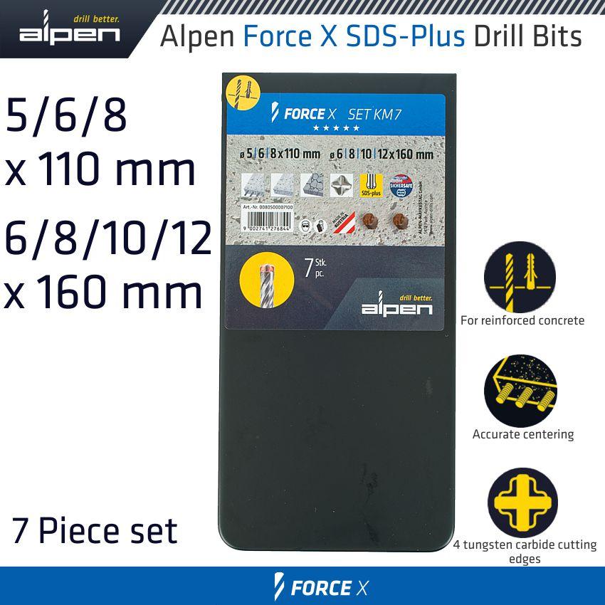 Force X Sds Plus Set Km7 7 Pcs. 5.0/ 6.0/ 8.0 Mm X 110 And 6.0/ 8.0/ 1 - Livestainable.co.za