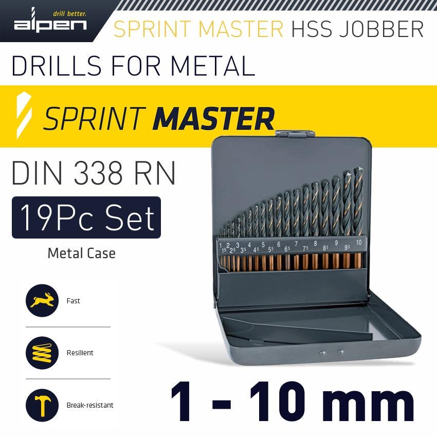 Alpen Sprint Master 19 Pcs Set Km19 1 10 X 0.5 Mm Metal Case - Livestainable.co.za