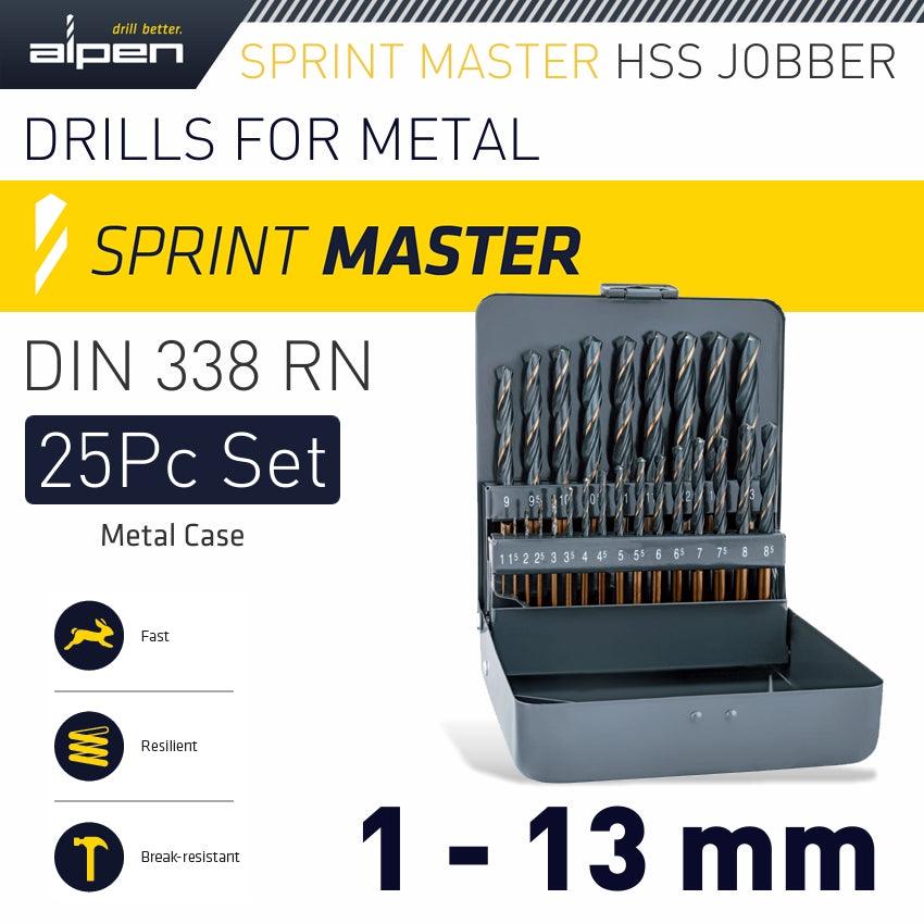 Alpen Sprint Master 25 Pcs Set Km25 1 13 X 0.5 Mm Metal Case - Livestainable.co.za