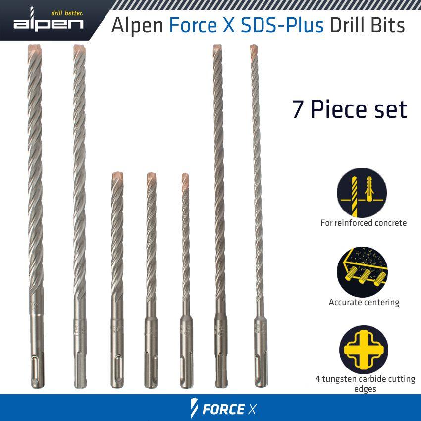 Force X Sds Plus Mix Box 7 Pcs. 6.0/ 8.0/ 10.0 Mm X 160 And 6.0/ 8.0/ - Livestainable.co.za