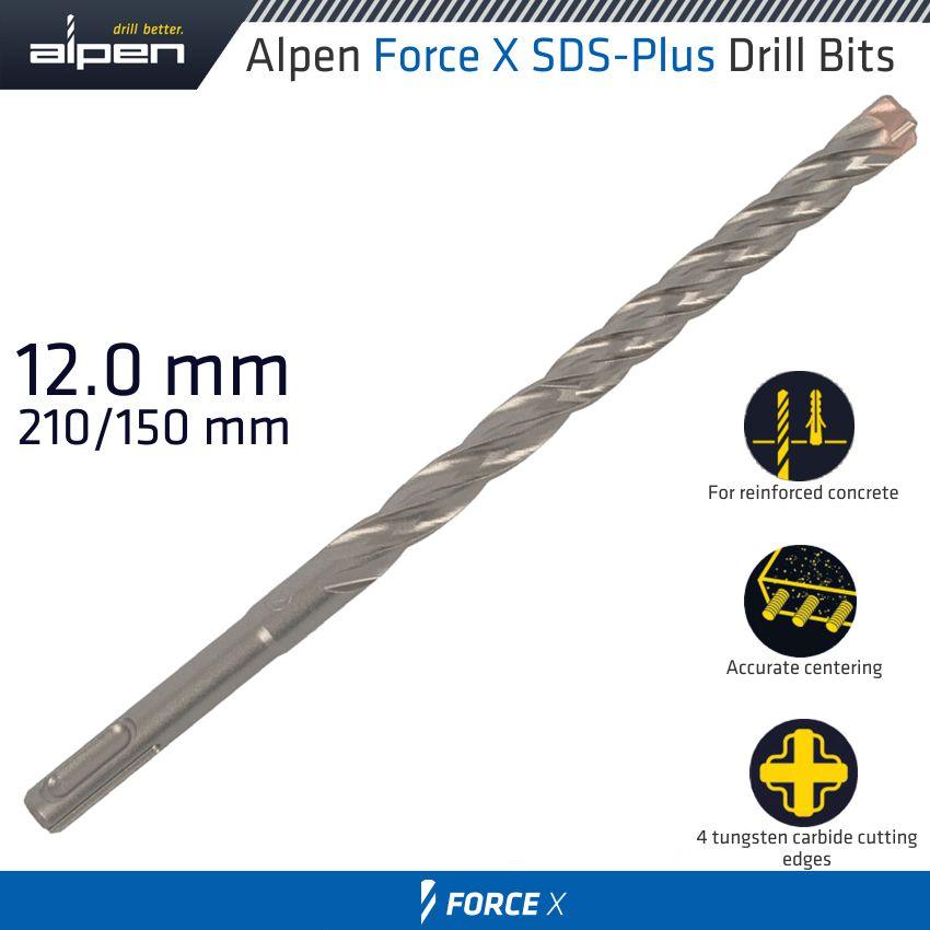 Force X 12.0 X 210/150 Sds Plus Drill Bit X4 Cutting Edges - Livestainable.co.za