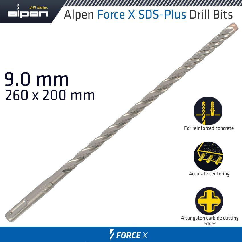 Force X 9.0 X 260/200 Sds Plus Drill Bit X4 Cutting Edges - Livestainable.co.za