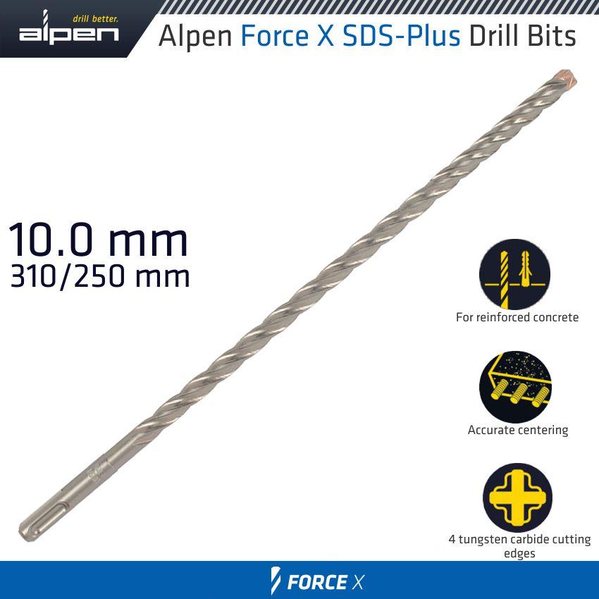 Force X 10.0 X 310/250 Sds Plus Drill Bit X4 Cutting Edges - Livestainable.co.za