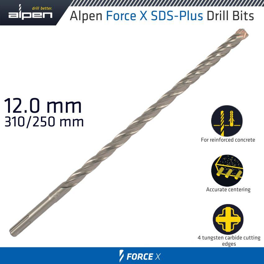 Force X 12.0 X 310/250 Sds Plus Drill Bit X4 Cutting Edges - Livestainable.co.za