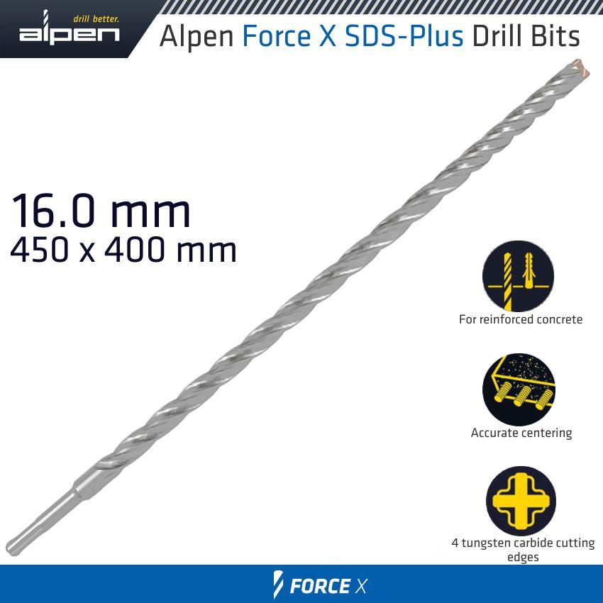 Force X 16.0 X 450/400 Sds Plus Drill Bit X4 Cutting Edges - Livestainable.co.za