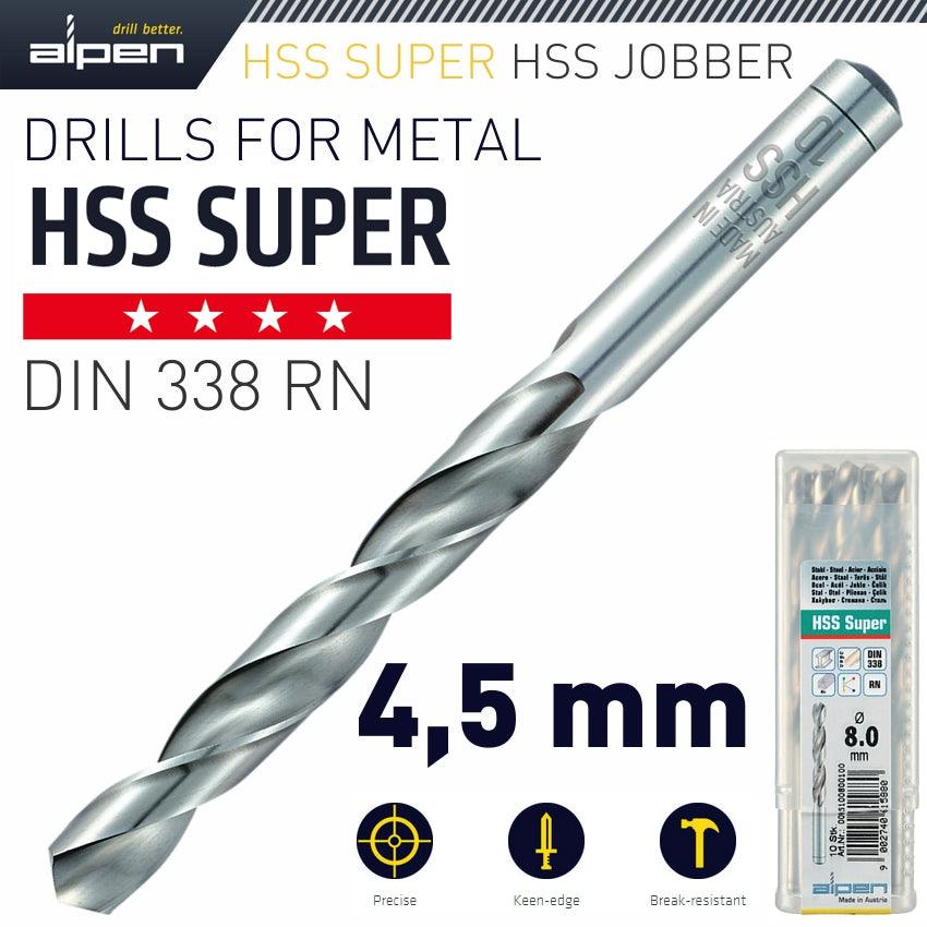 Hss Super Drill Bit 4.5 Mm Bulk - Livestainable.co.za