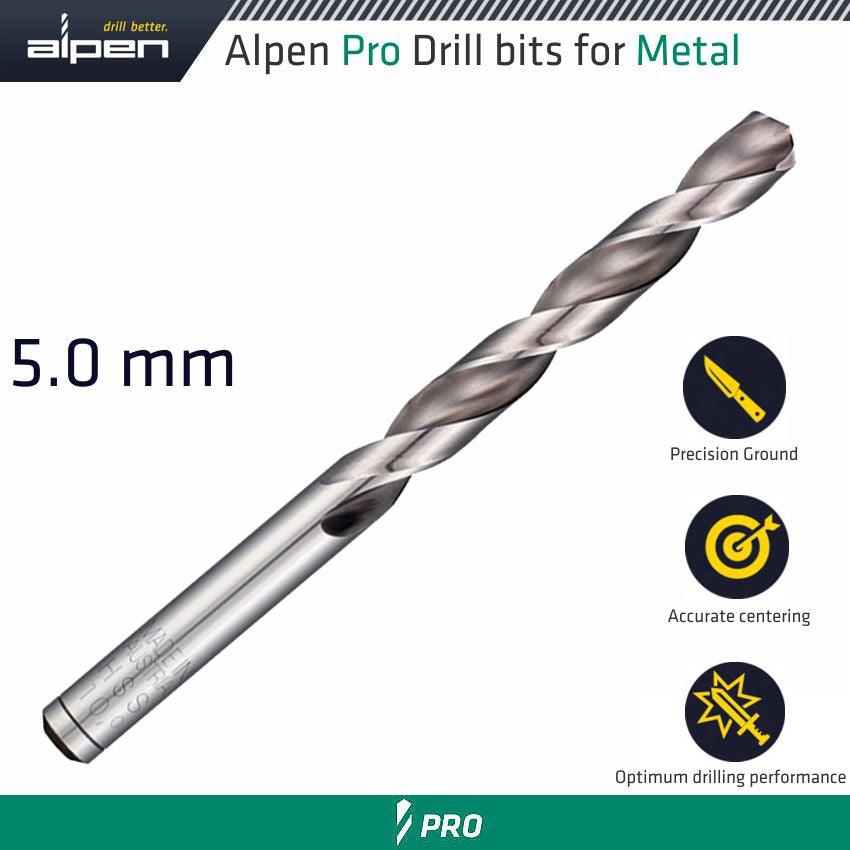 Alpen Pro 5.0 Mm Hss Drill Din 338 Rn 135 With Split Point Bulk - Livestainable.co.za