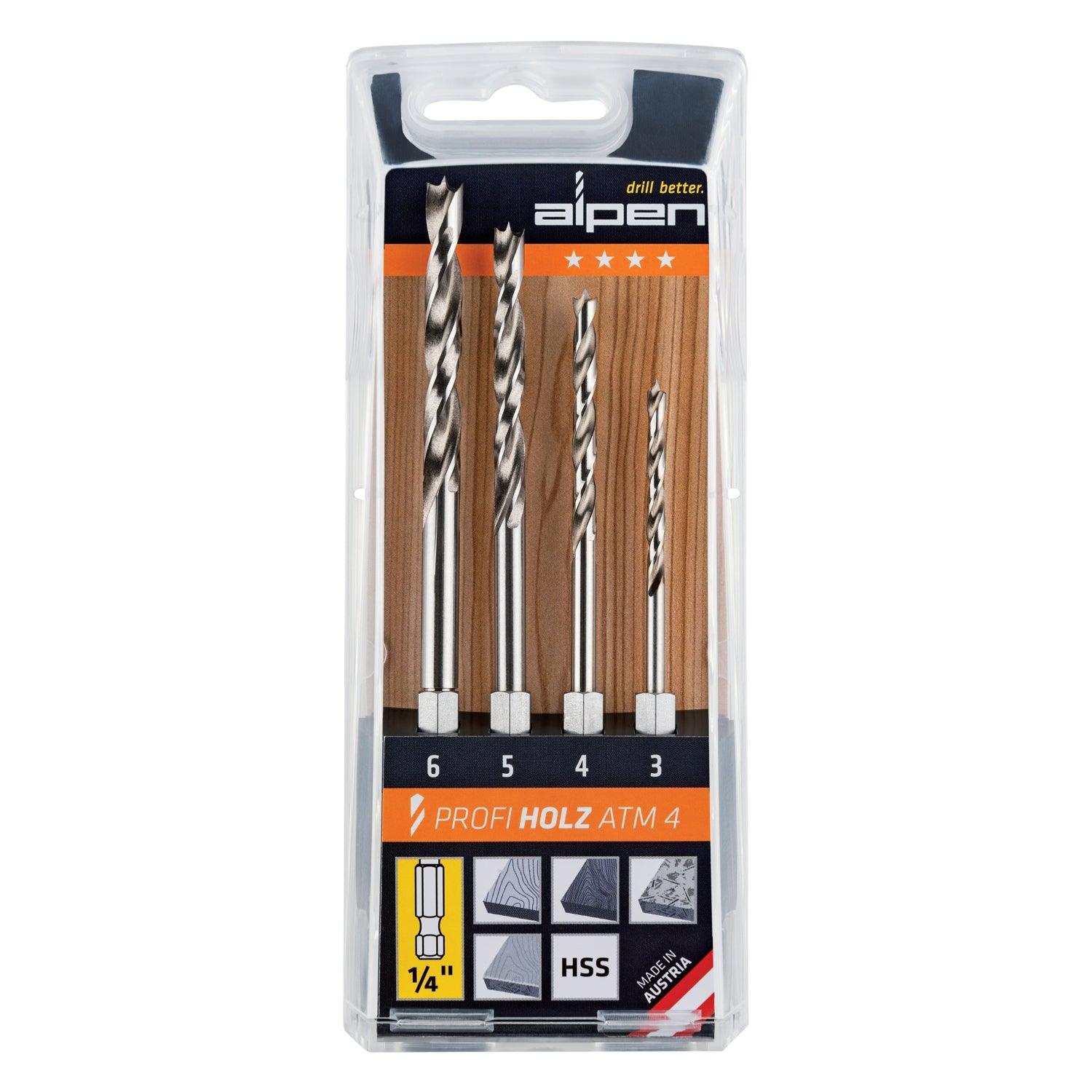 Hex Shank Set Hss For Wood 4 Piece 3 4 5 6 Mm - Livestainable.co.za