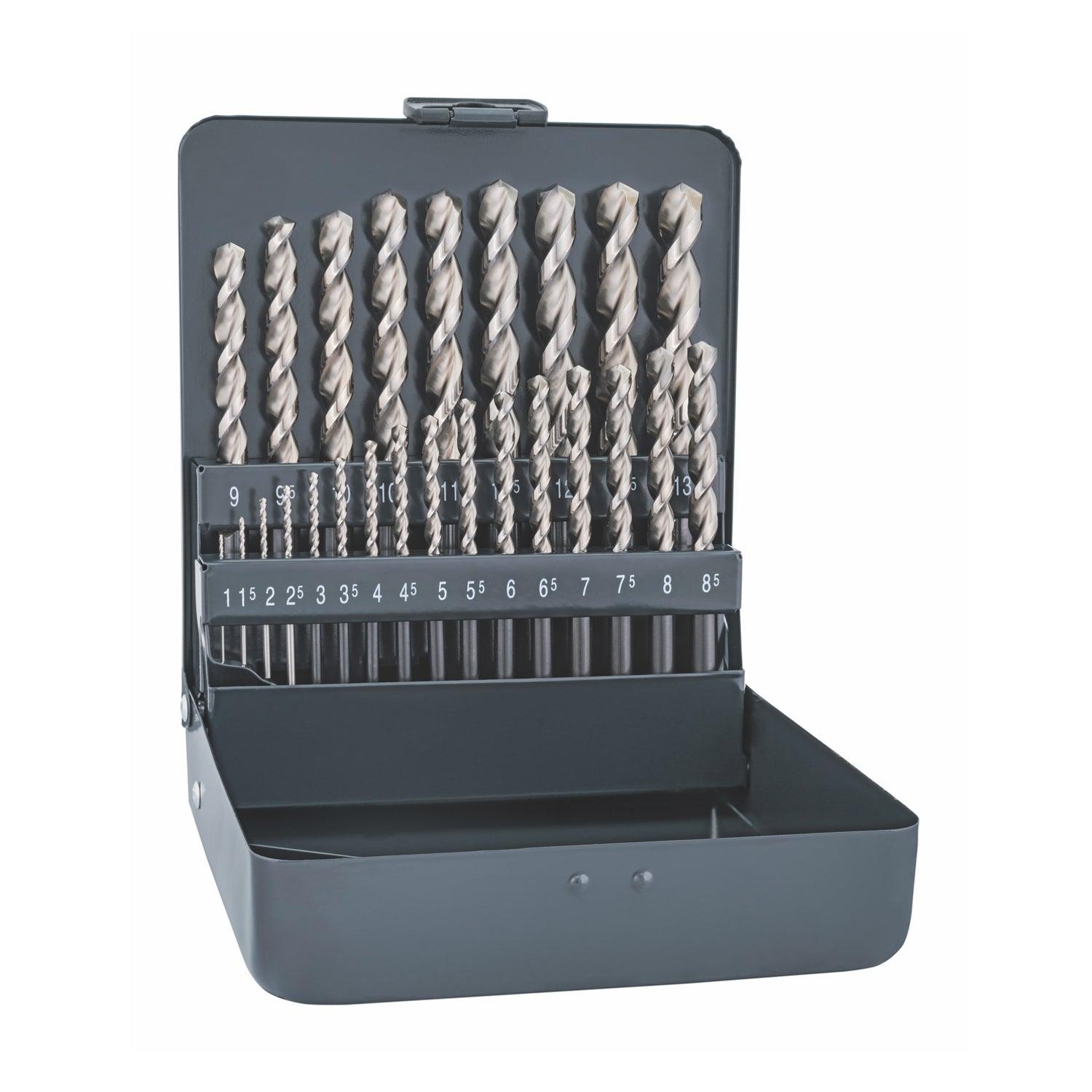 Cobalt Drill Bit Set 25 Piece 1 13 Mm X 0.5 In Metal Case - Livestainable.co.za